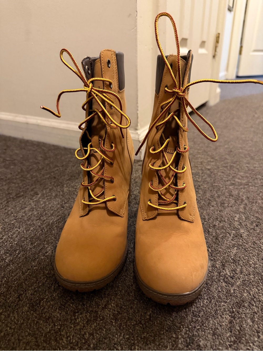 Women's Tan Lace-Up boots